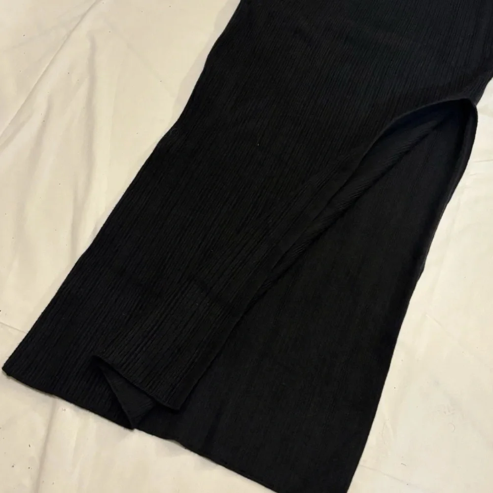 Abercrombie & Fitch Y2K Ribbed Sleeveless Maxi Dress Square Top Stop Slit XS